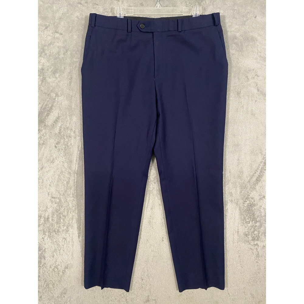 LRL Ralph Lauren Dress Pants 38x30 Navy Blue Wool Blend Flat Front Career Event